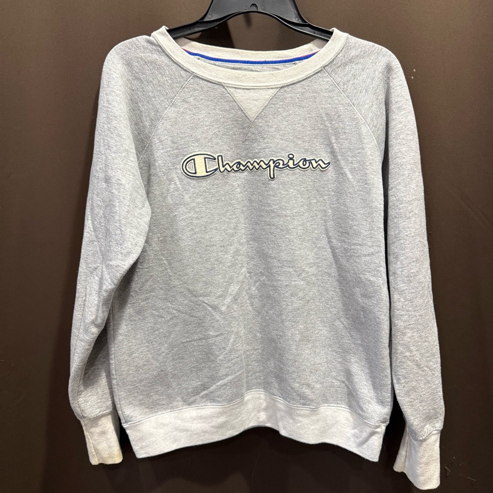 Women’s Champion Heather Gray/Cream Crewneck Sweatshirt Size Medium